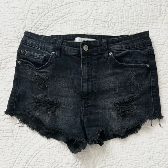 Eunina Black High Rise Distressed Denim Cutoff Shorts Women’s - Picture 1 of 6